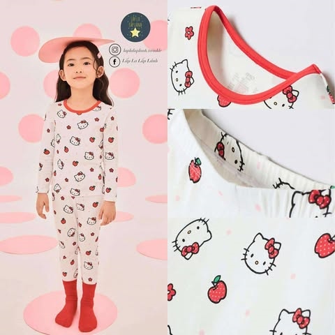 Spaokids Homewear SPLOGA9KU2 Hello Kitty Red dài tay cổ tròn