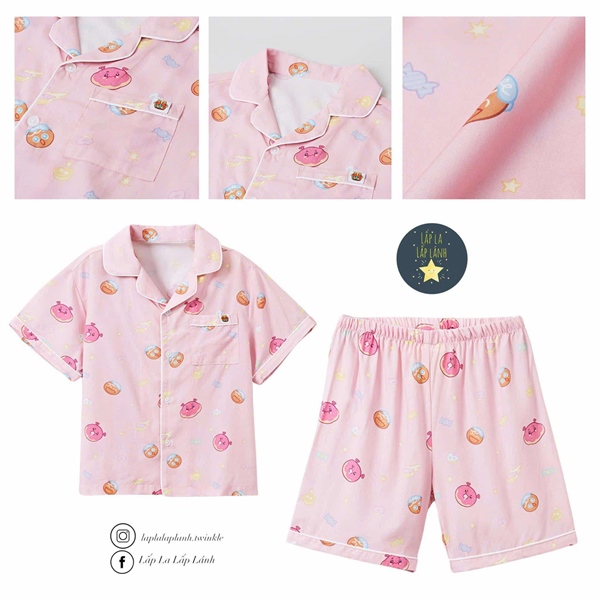 Spaokids Set pyjama Heo hồng ngắn tay size 120