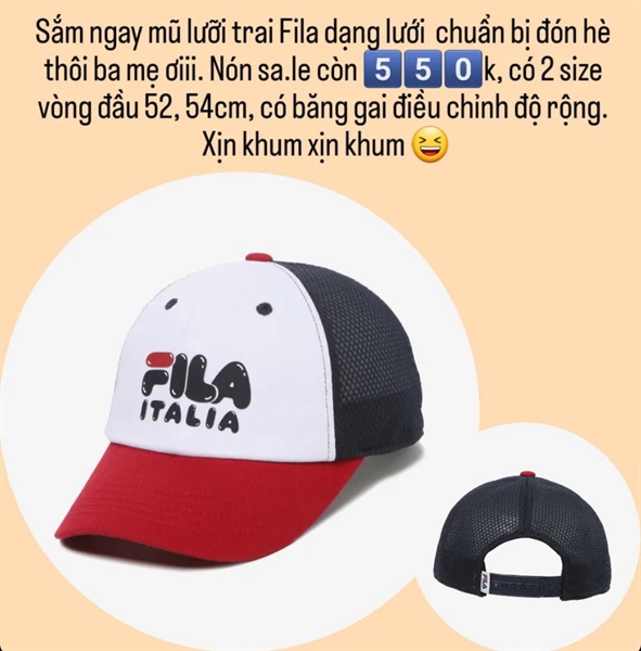Fila Nón FK3CME5304X đỏ đen