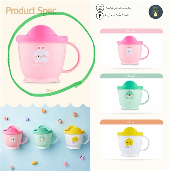 Edison Ly inox Thỏ trắng nền hồng có nắp