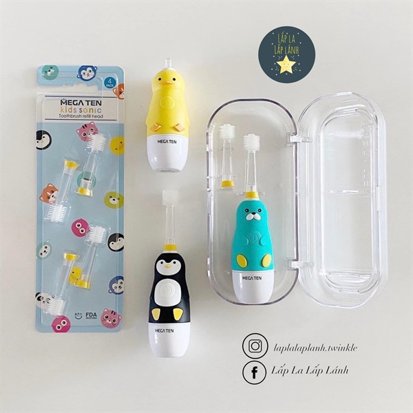 Megaten Bàn chải siêu âm Hải cẩu xanh 48m+ kèm 2 đầu bàn chải