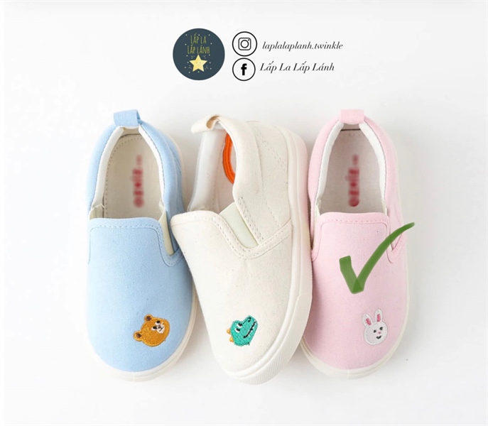 Ozkiz Slip on Thỏ trắng nhỏ nền hồng size 160