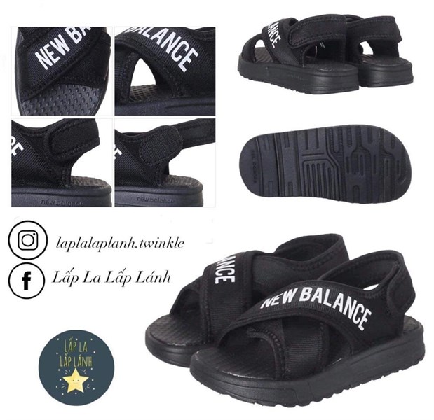 NewBalance Sandals quai chéo đen, đế đen size 160