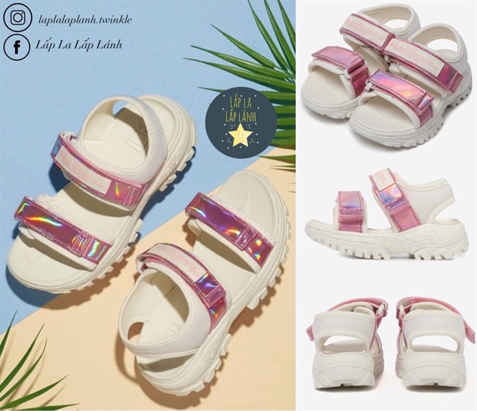 FILA Sandals Trắng quai Hồng size 160