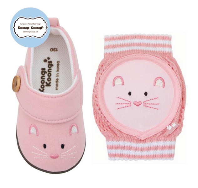 Koongs Set giày + Knee Pad Mèo Hồng