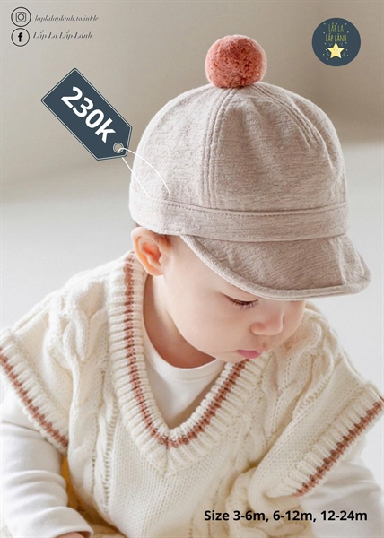 Happyprince Nón beige chóp bông