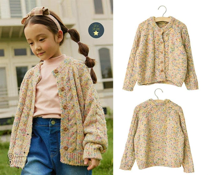 Bebezoo Áo khoác len bé gái điểm xuyết màu size 130