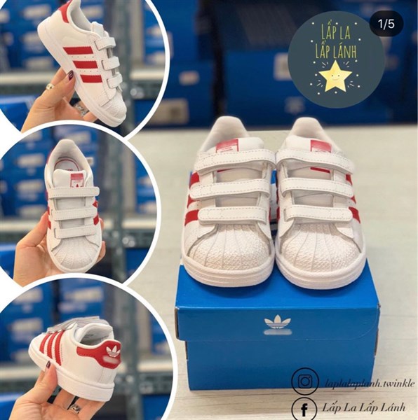 Adidas Superstar 3 sọc đỏ size 150