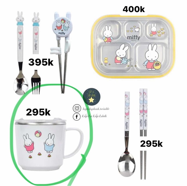 Dongyang Ly inox có quai thỏ miffy kèm nắp