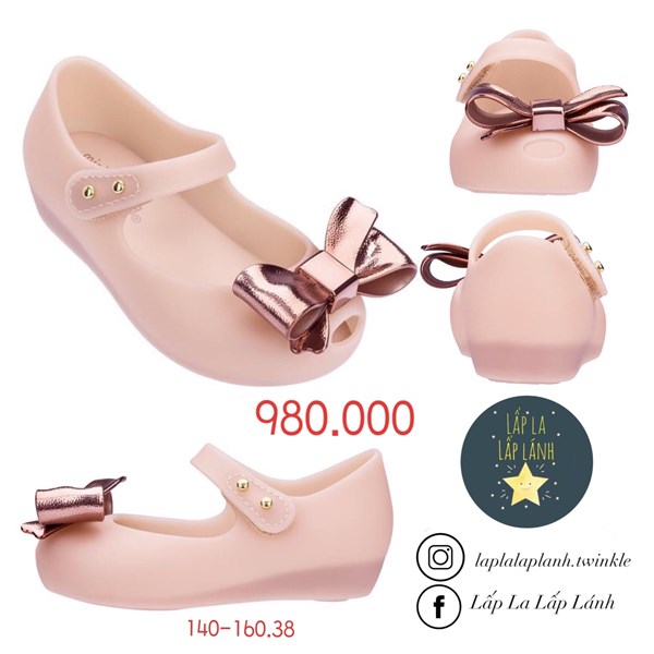 Minimelissa Giày búp bê nơ bóng Hồng