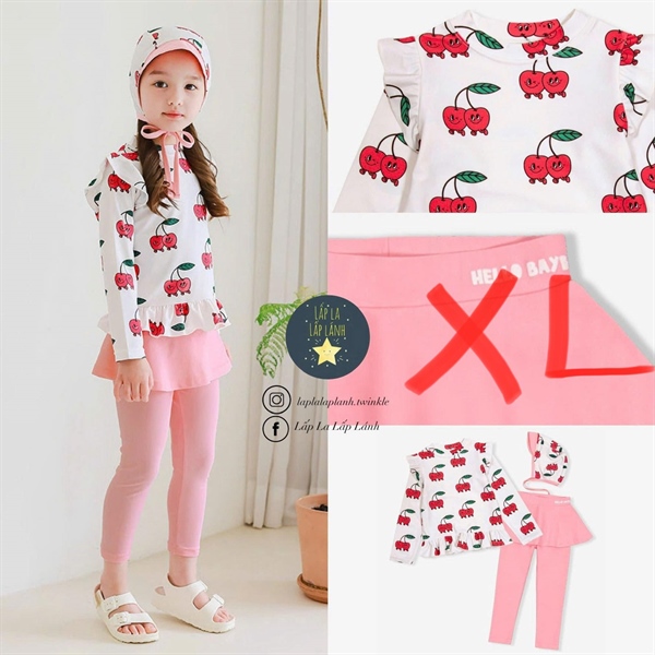 Bayb Set đồ bơi 3p màu hồng Tulip