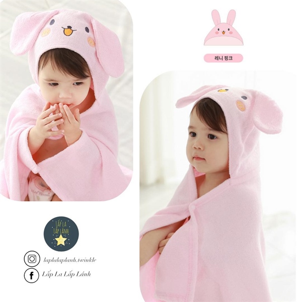 Momsnature Khăn tắm Thỏ Hồng