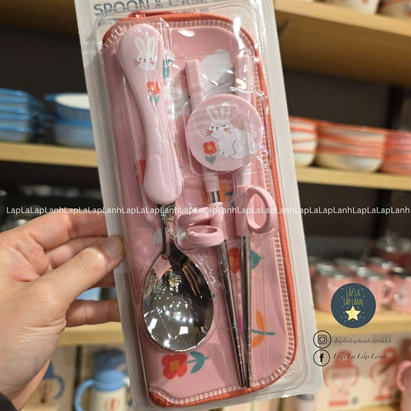ModernHouse Set muỗng đũa tập gắp kèm túi Thỏ trắng