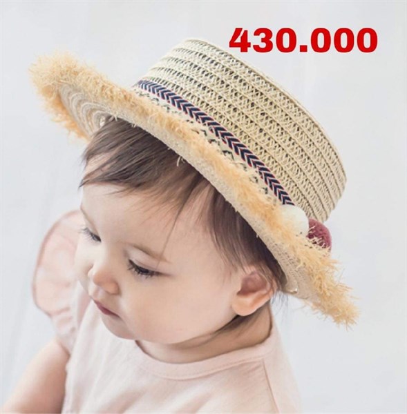 Happy Prince Nón cói viền thổ cẩm quả bông