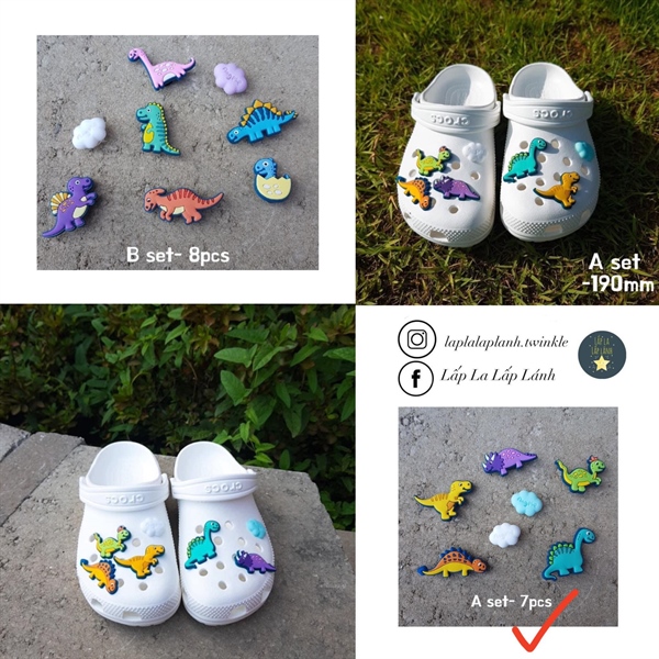 Crocs Set charm khủng long A