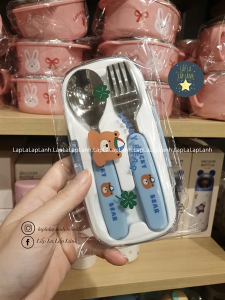 Modernhouse Set muỗng nĩa Gấu xanh kèm hộp