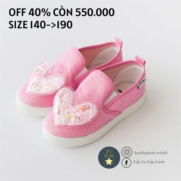 Petitshoes Giày trái tim hồng size 140
