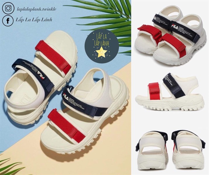FILA Sandals trắng quai đỏ xanh size 200
