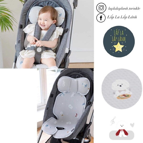 Bebenuvo Nệm lót xe đẩy Cún nền xám