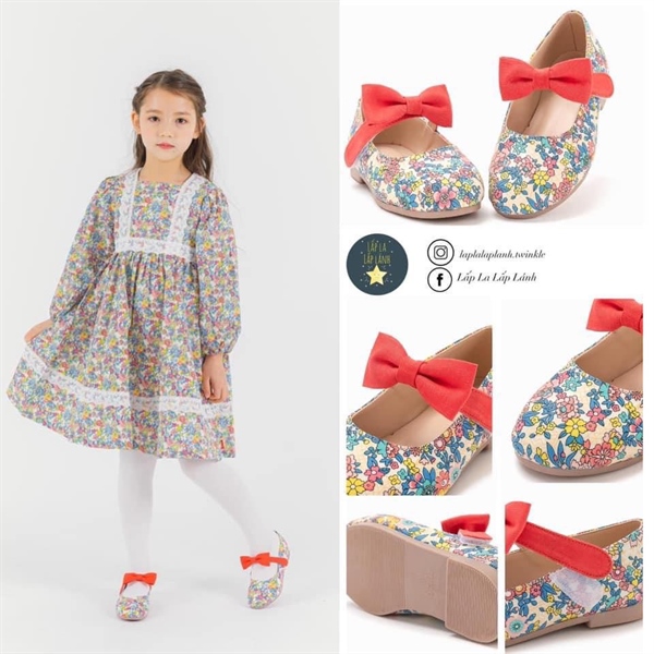 Ozkiz Giày nơ đỏ hoa nhiều