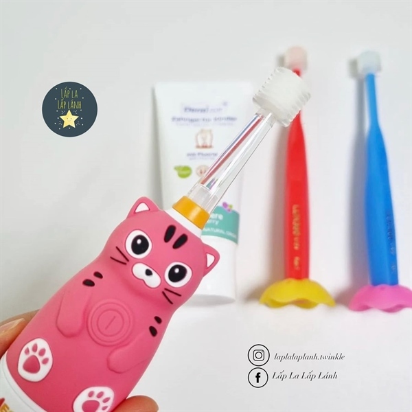 Megaten Bàn chải siêu âm Mèo hồng 48m+ kèm 2 đầu bàn chải