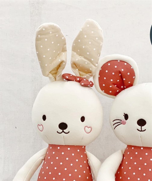 Bebelaon Thú bông organic Thỏ bi đỏ 45cm