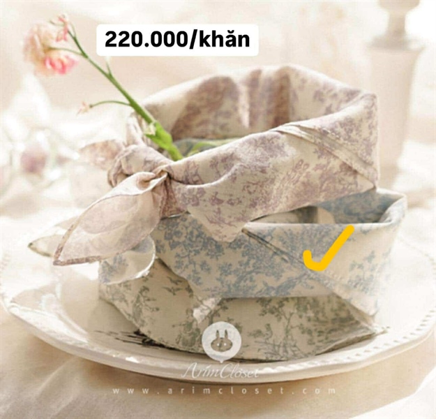 Arimcloset Khăn họa tiết Xanh dương cột nơ