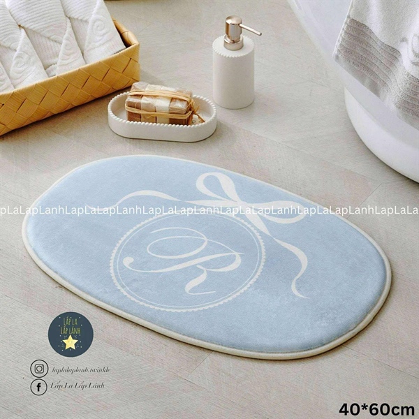 ModernHouse Thảm chân Nơ trắng nền xanh