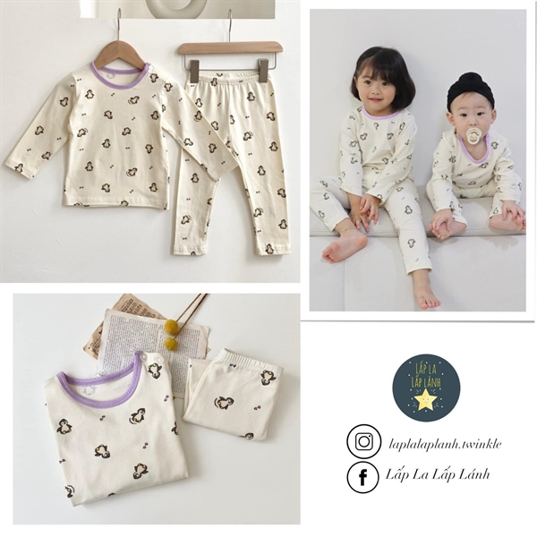 Cocohani Đồ bộ cánh cụt viền Tím size 80