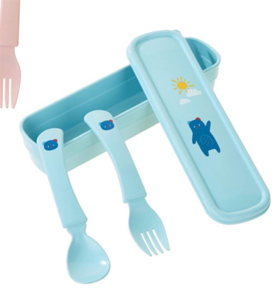Modern House Set Muỗng Nĩa Kèm Hộp Đựng Gấu Xanh