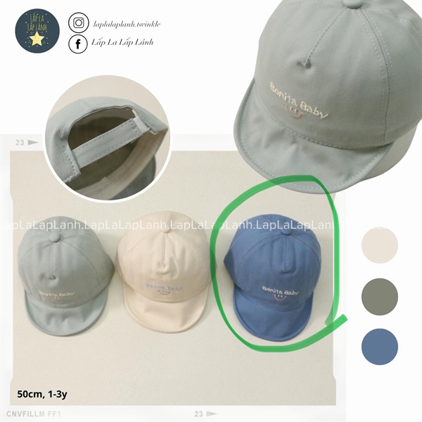 Rangubebe Nón in chữ xanh