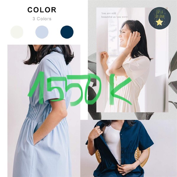 Konny Đầm bỉm sữa xếp ly eo Xanh Navy