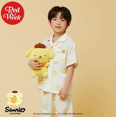 Spaokids Set pyjama Pompompurin ngắn tay cổ V size 160