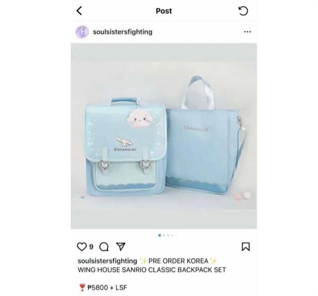 Winghouse Set balo kèm túi SC0405 Cinnamoroll