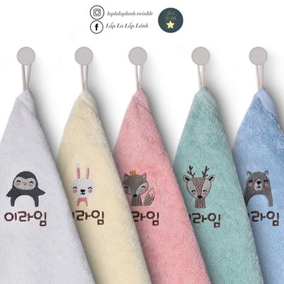 Limetowel Set khăn thêu tên Animals