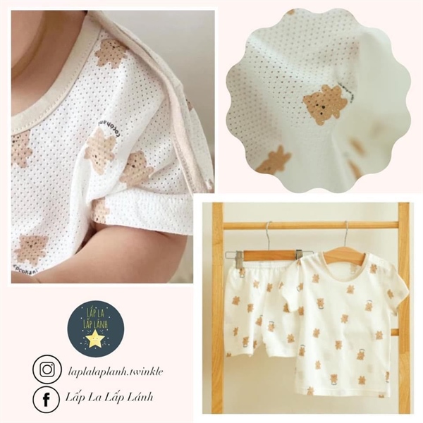 Cocohani Đồ bộ Gấu viền beige size 110