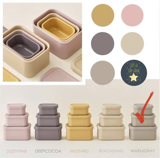 Coaacoaa Set hộp trữ thức ăn 3 dung tích Warm Gray