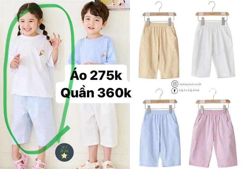 Bebezoo Set quần xanh + áo trắng que kem size 100