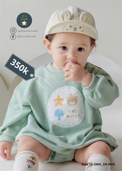 Happyprince Bodysuit gấu xanh lá 12-24m