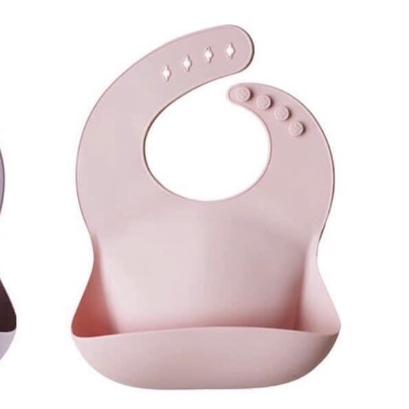 Mushie Yếm Silicone Hồng trơn