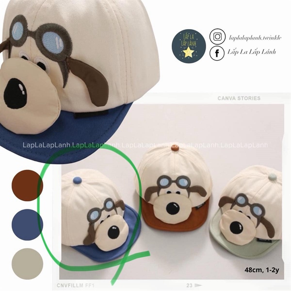 Rangubebe Nón mặt cún xanh dương 1-2Y