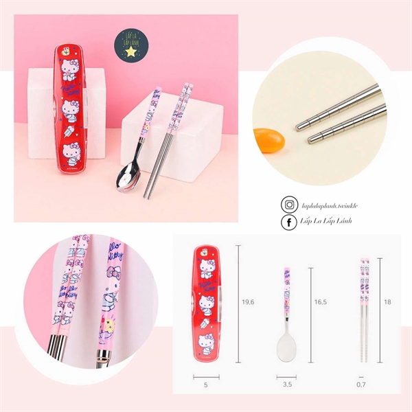 Lilfant Set muỗng đũa Hello Kitty kèm hộp in hình