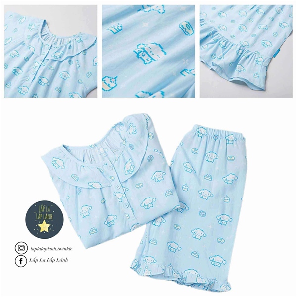 Spaokids Set pyjama SPPPF37KU1 Cinnamoroll cúc ngắn tay cổ bèo size 130