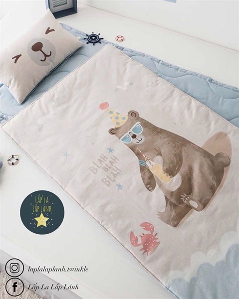 Decoone Set ngủ Gấu đeo kính+ Túi chống thấm