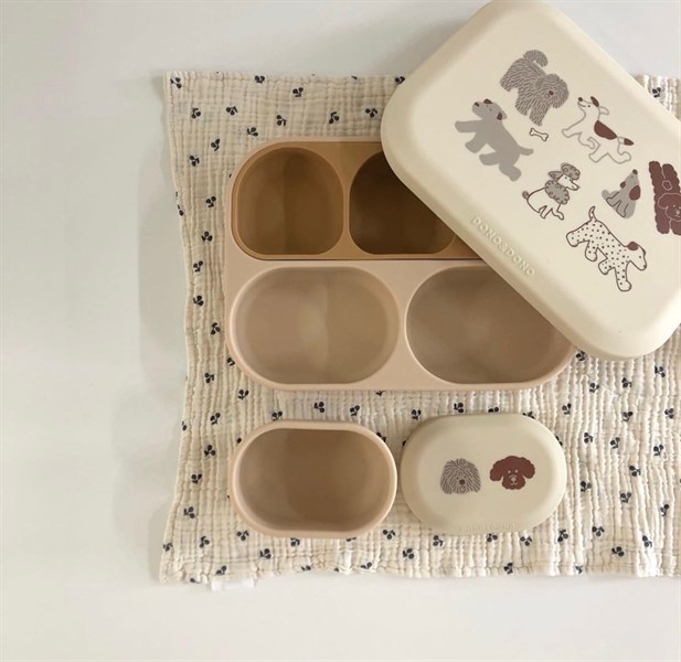 Donodono Khay ăn có nắp Puppy Beige