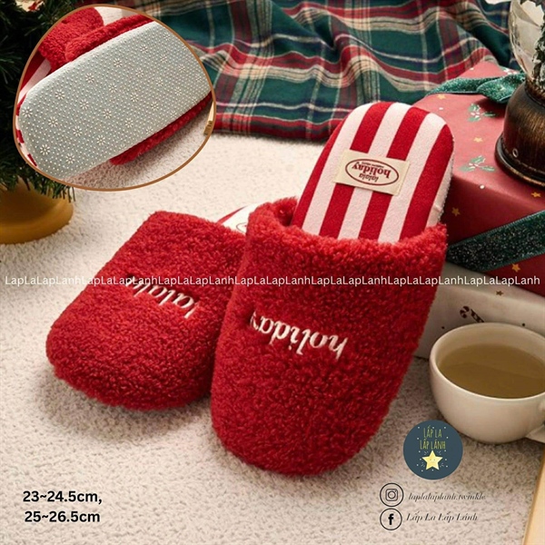 ModernHouse Dép lông holiday đỏ