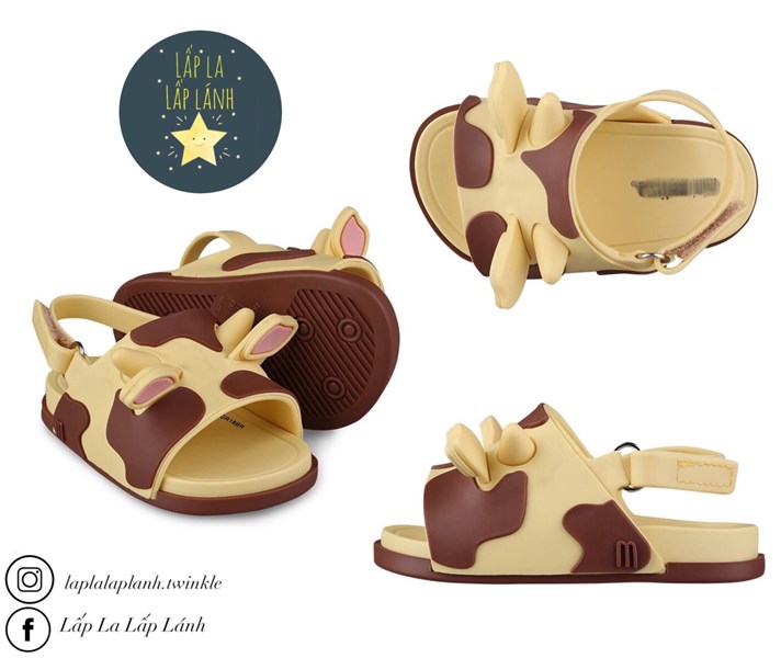 Minimelissa Sandals hươu cao cổ vàng nhạt đế nâu