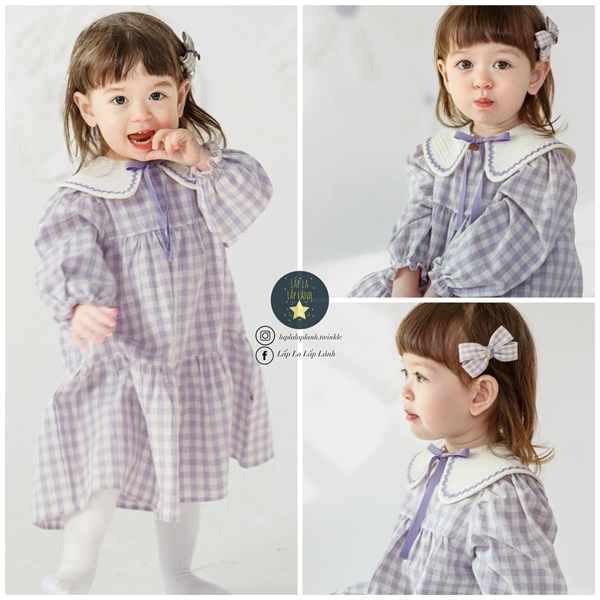 Happyprince Đầm caro tím size 3-4y