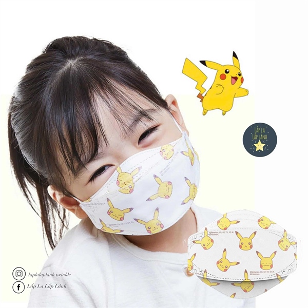 YouandI Set 10 cái khẩu trang Pokemon vàng size 5-12y