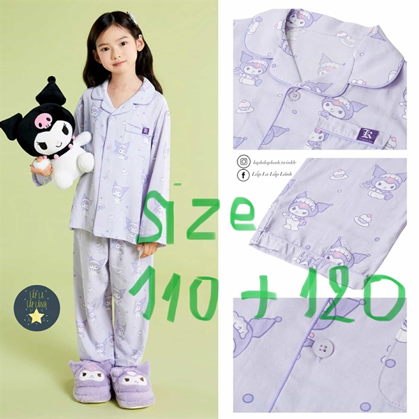 Spaokids Set pyjama Kuromi dài tay cổ V size 120